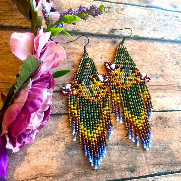 Butterfly Beaded Earring - Picture 3 of 5